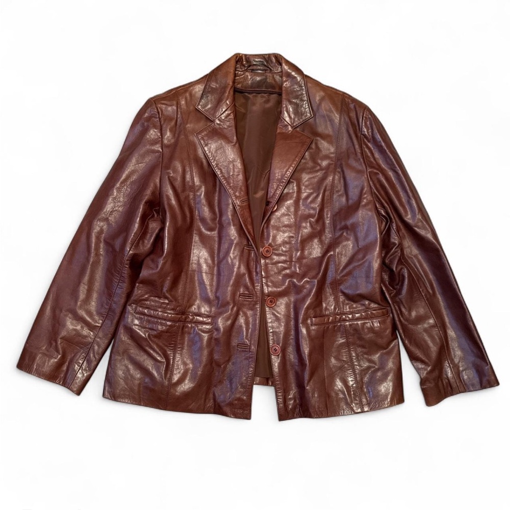 Vtg Women's Brown Leather Jacket
